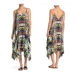 Geo Print Hanky Hem Midi Dress